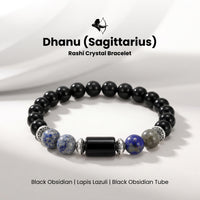Sagittarius (धनु राशि) Zodiac Black Obsidian & Lapis Lazuli Bracelet