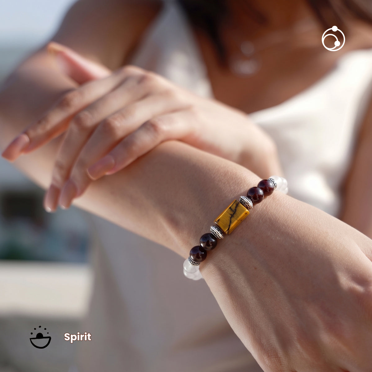Capricorn (मकर राशि) Zodiac Garnet & Milky Quartz Bracelet