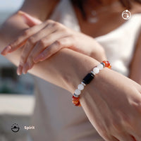 Virgo (कन्या राशि) Zodiac Carnelian,Black Obsidian & Milky Quartz Bracelet