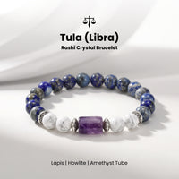 Libra (तुला राशि) Zodiac Lapis Lazuli, Amethyst & Howlite Bracelet