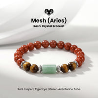 Aries (मेष राशि) Zodiac Red Jasper,Green Aventurine & Tiger Eye Bracelet
