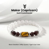 Capricorn (मकर राशि) Zodiac Garnet & Milky Quartz Bracelet