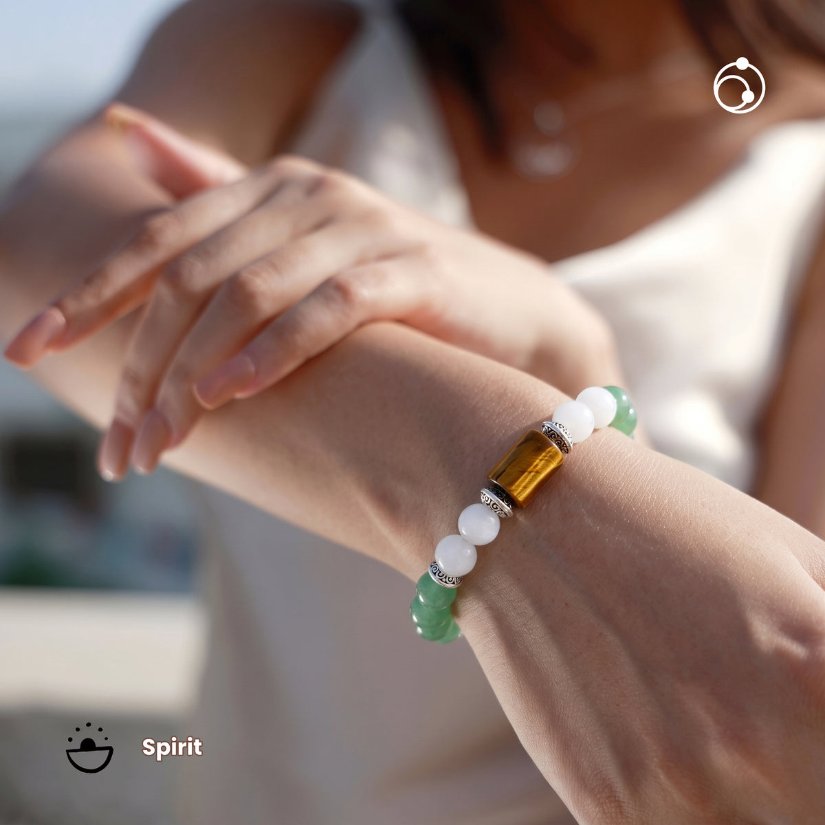 Gemini (मिथुन राशि) Zodiac Green Aventurine,Tiger Eye & Milky Quartz Bracelet