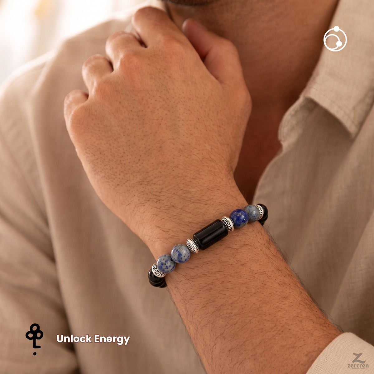 Sagittarius (धनु राशि) Zodiac Black Obsidian & Lapis Lazuli Bracelet