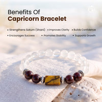 Capricorn (मकर राशि) Zodiac Garnet & Milky Quartz Bracelet