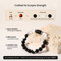 Scorpio (वृश्चिक राशि) Zodiac Black Obsidian & Milky Quartz Bracelet