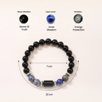 Sagittarius (धनु राशि) Zodiac Black Obsidian & Lapis Lazuli Bracelet