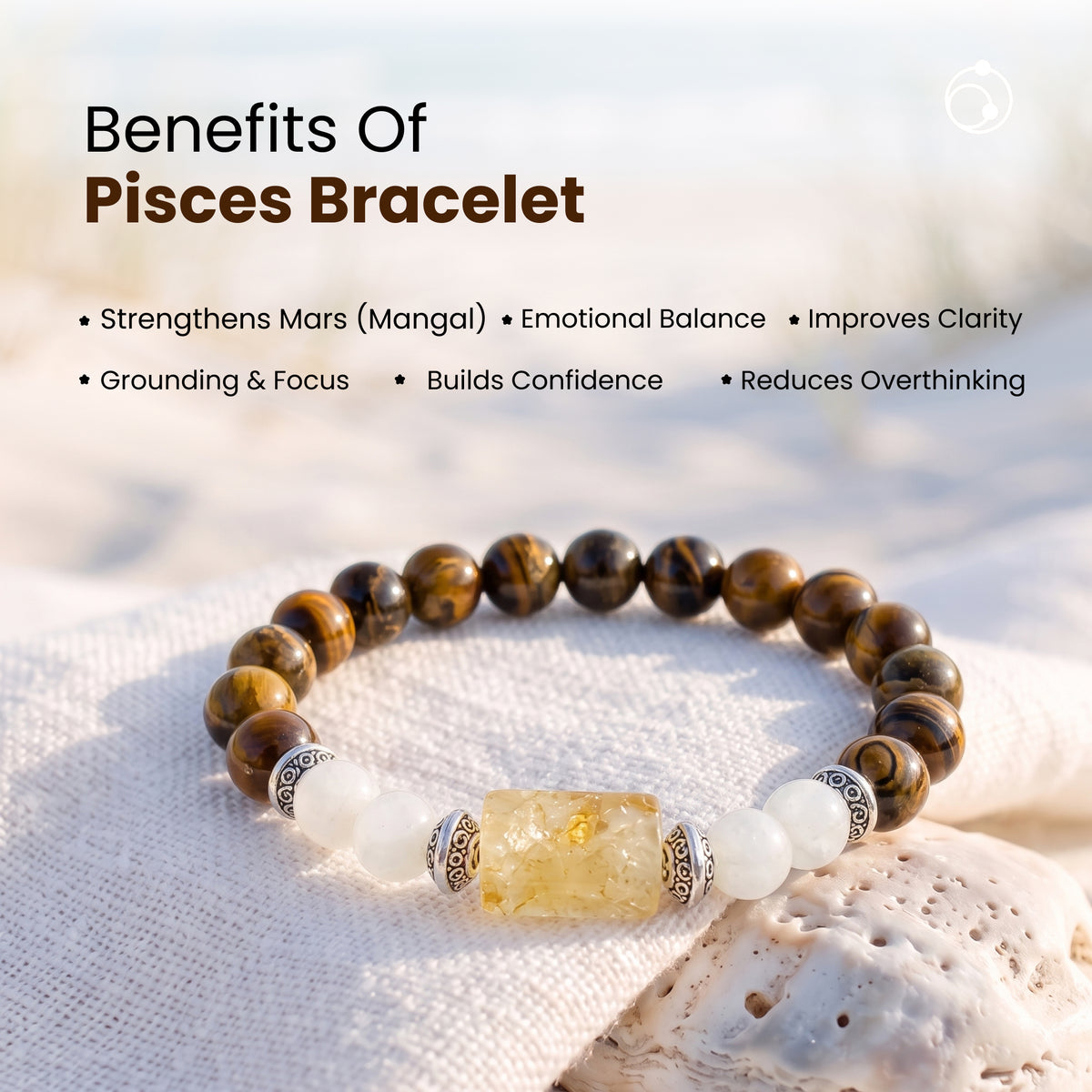 Pisces (मीन राशि) Zodiac Citrine & Tiger Eye Bracelet