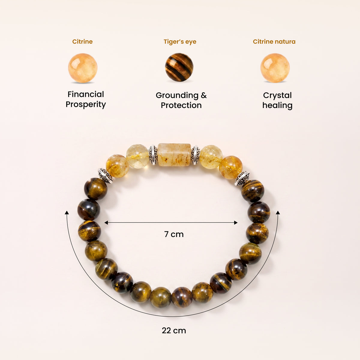 Leo (सिंह राशि) Zodiac Tiger Eye & Citrine Bracelet