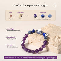 Aquarius (कुंभ राशि) Zodiac Amethyst & Lapis Lazuli Bracelet