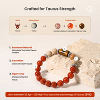 Taurus (वृषभ राशि) Zodiac Sunstone,Tiger Eye & Carnelian Bracelet