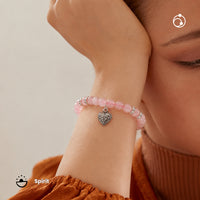 Rose Quartz Bracelet with Heart Charm