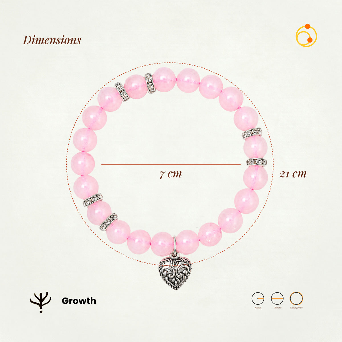 Rose Quartz Bracelet with Heart Charm