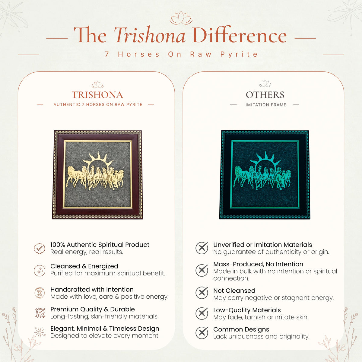 Vastu 7 Horses on Raw Pyrite Frame