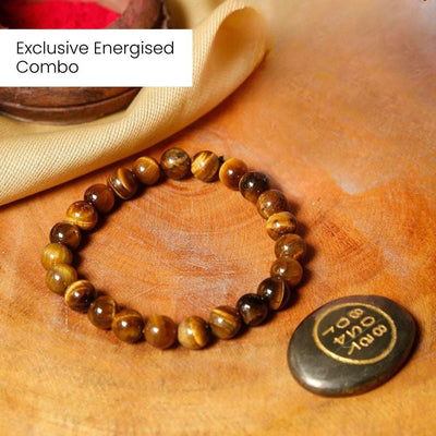 Abundance Duo Set | Pyrite Zibu Charm + Tiger Eye Bracelet | Natural | Energized |