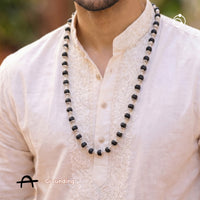 Silver Plated Eternal Karungali Mala - Natural Ebony Wood (Govt. Certified)
