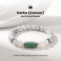 Cancer (कर्क राशि) Zodiac Howlite,Green Aventurine & Milky Quartz Bracelet