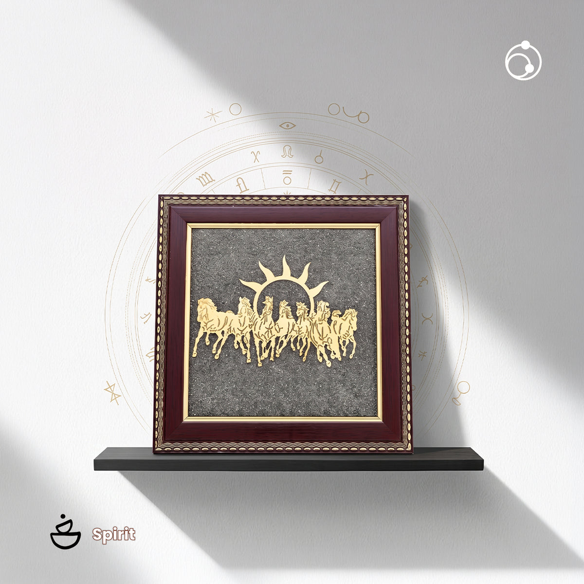 Vastu 7 Horses on Raw Pyrite Frame