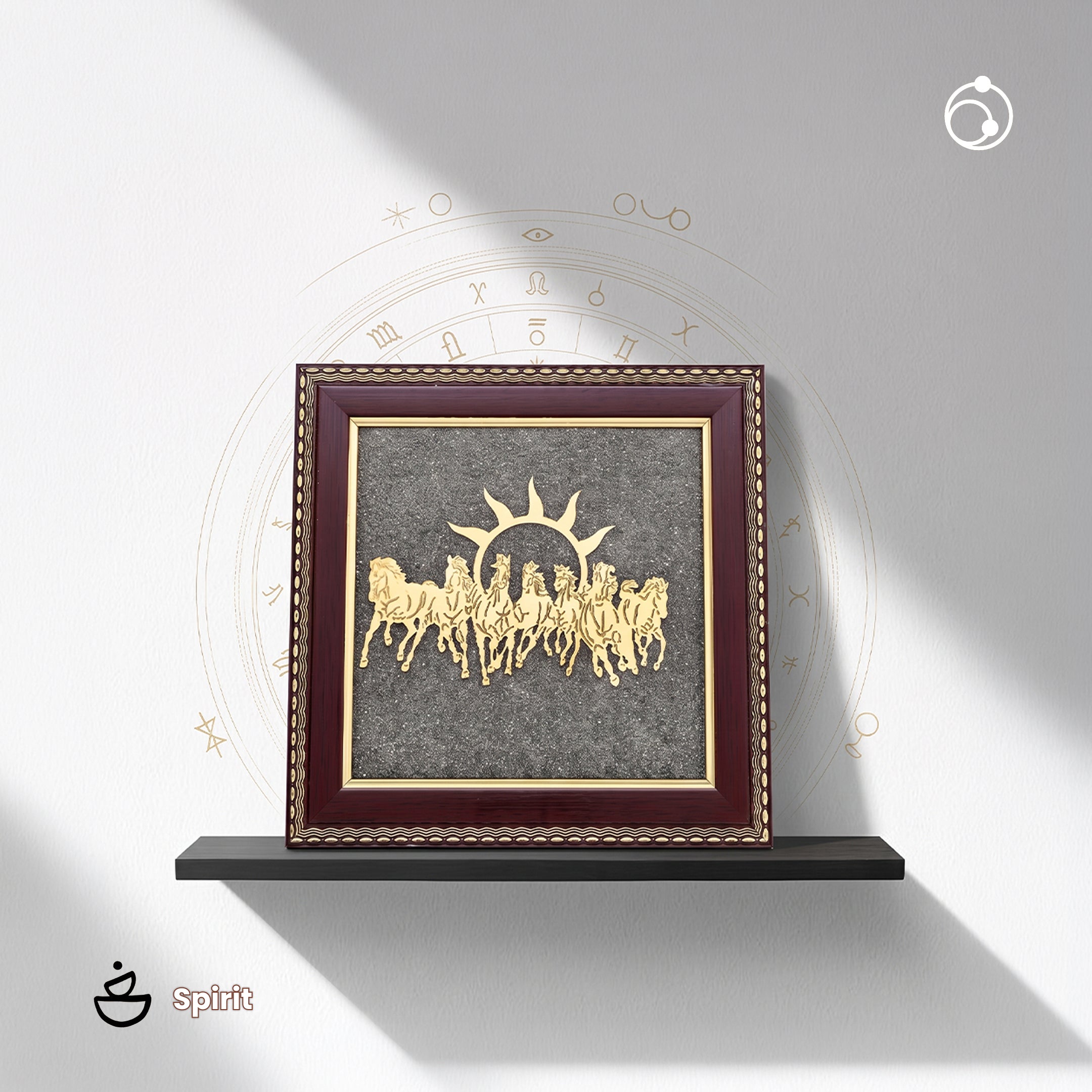 Vastu 7 Horses on Raw Pyrite Frame
