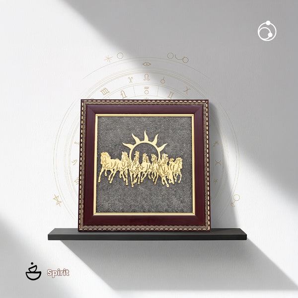 Vastu 7 Horses on Raw Pyrite Frame