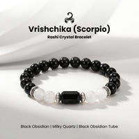 Scorpio (वृश्चिक राशि) Zodiac Black Obsidian & Milky Quartz Bracelet