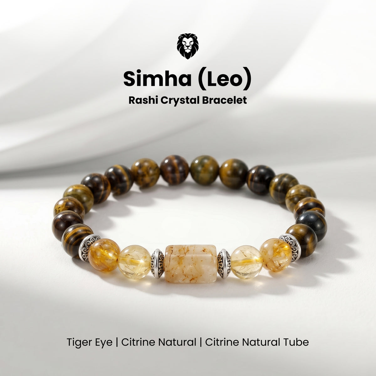 Leo (सिंह राशि) Zodiac Tiger Eye & Citrine Bracelet