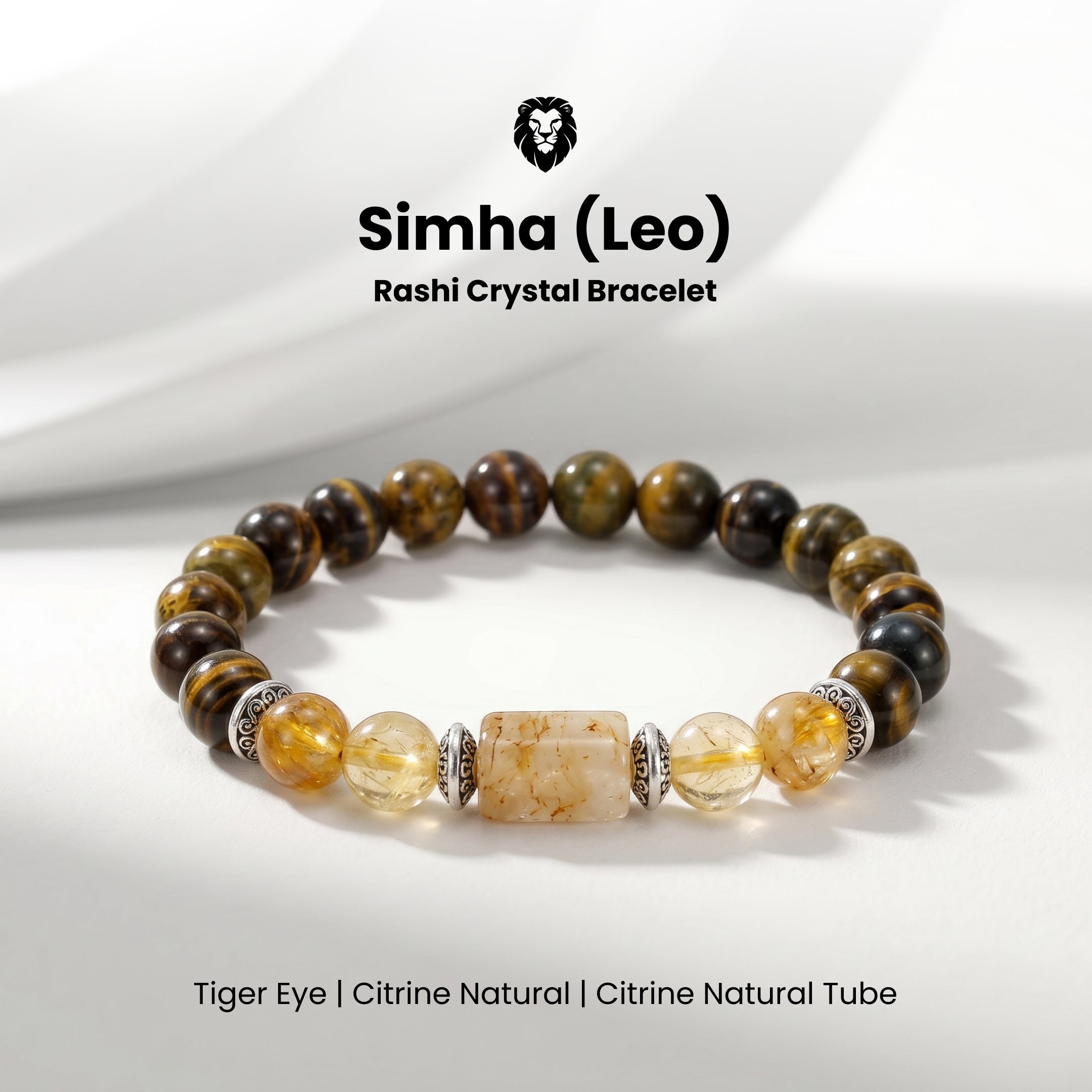 Leo (सिंह राशि) Zodiac Tiger Eye & Citrine Bracelet