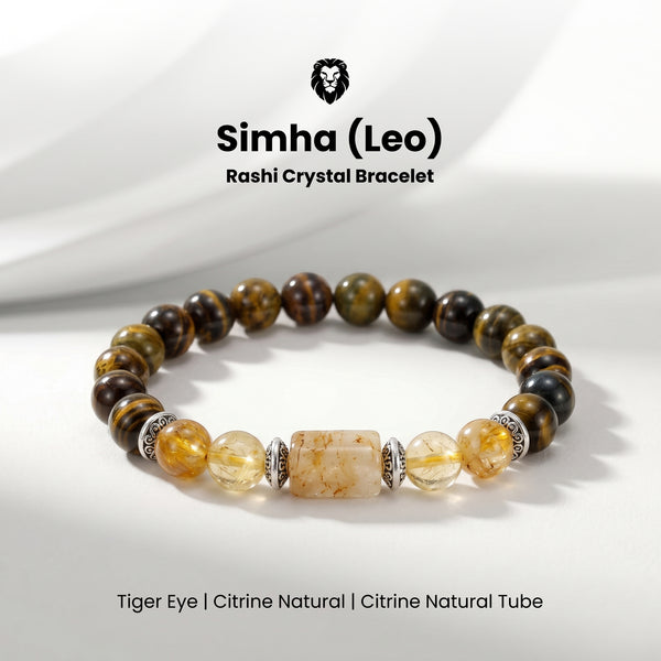Leo (सिंह राशि) Zodiac Tiger Eye & Citrine Bracelet