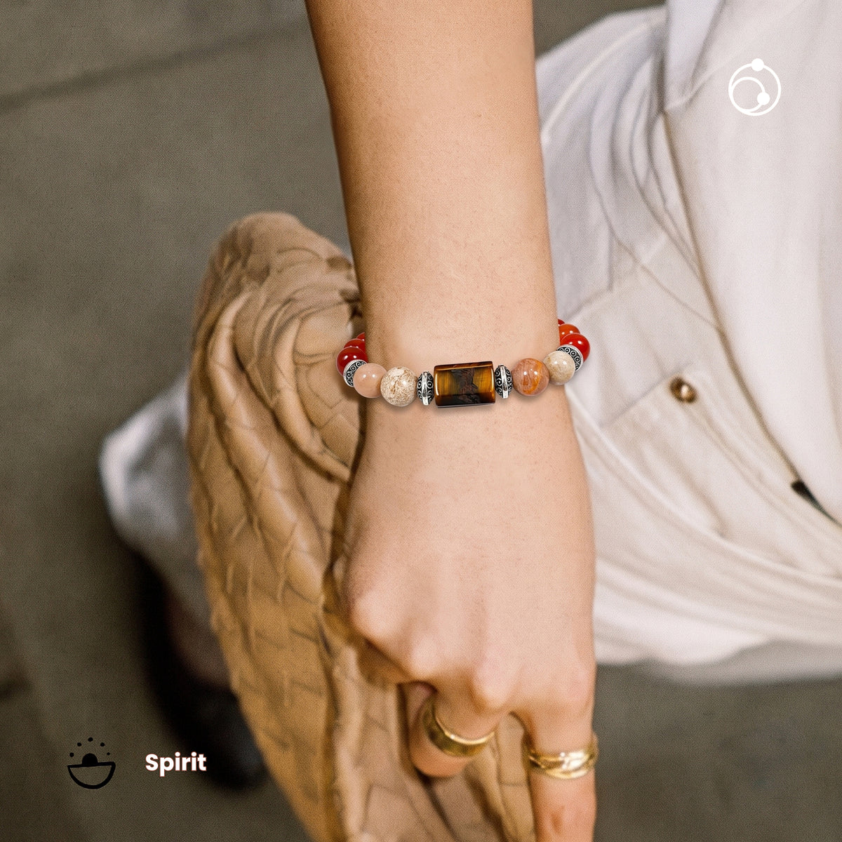 Taurus (वृषभ राशि) Zodiac Sunstone,Tiger Eye & Carnelian Bracelet