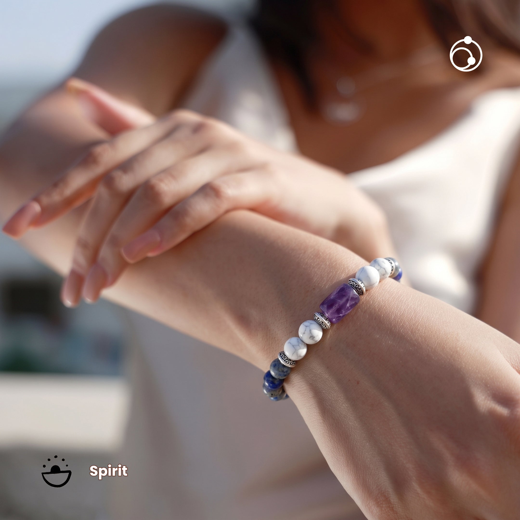 Libra (तुला राशि) Zodiac Lapis Lazuli, Amethyst & Howlite Bracelet
