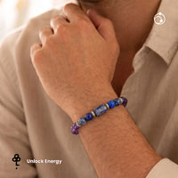 Aquarius (कुंभ राशि) Zodiac Amethyst & Lapis Lazuli Bracelet