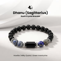 Sagittarius (धनु राशि) Zodiac Black Obsidian & Lapis Lazuli Bracelet