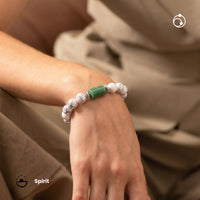 Cancer (कर्क राशि) Zodiac Howlite,Green Aventurine & Milky Quartz Bracelet
