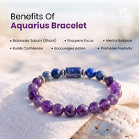 Aquarius (कुंभ राशि) Zodiac Amethyst & Lapis Lazuli Bracelet