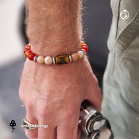 Taurus (वृषभ राशि) Zodiac Sunstone,Tiger Eye & Carnelian Bracelet