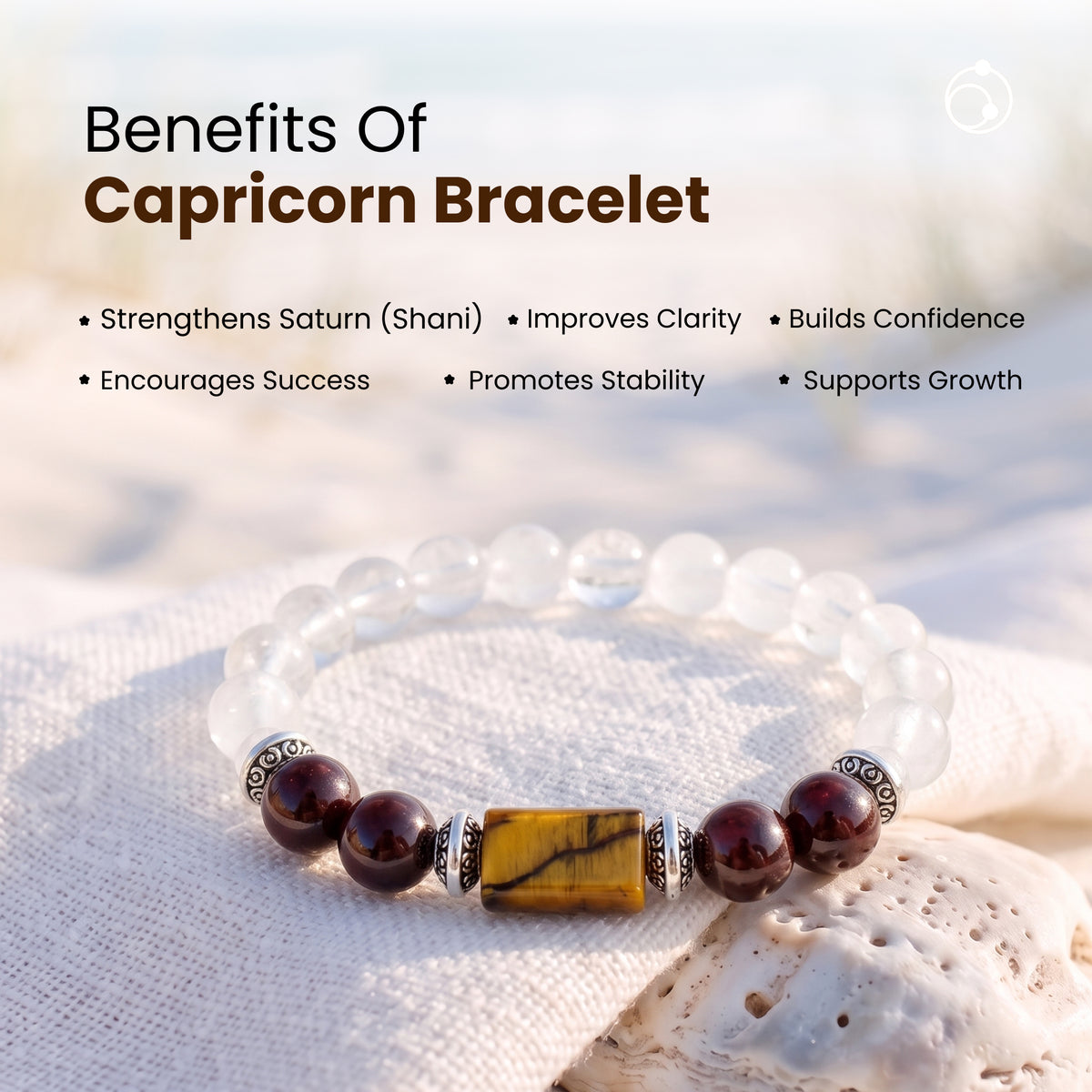 Capricorn (मकर राशि) Zodiac Garnet & Milky Quartz Bracelet
