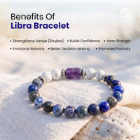 Libra (तुला राशि) Zodiac Lapis Lazuli, Amethyst & Howlite Bracelet