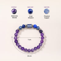 Aquarius (कुंभ राशि) Zodiac Amethyst & Lapis Lazuli Bracelet
