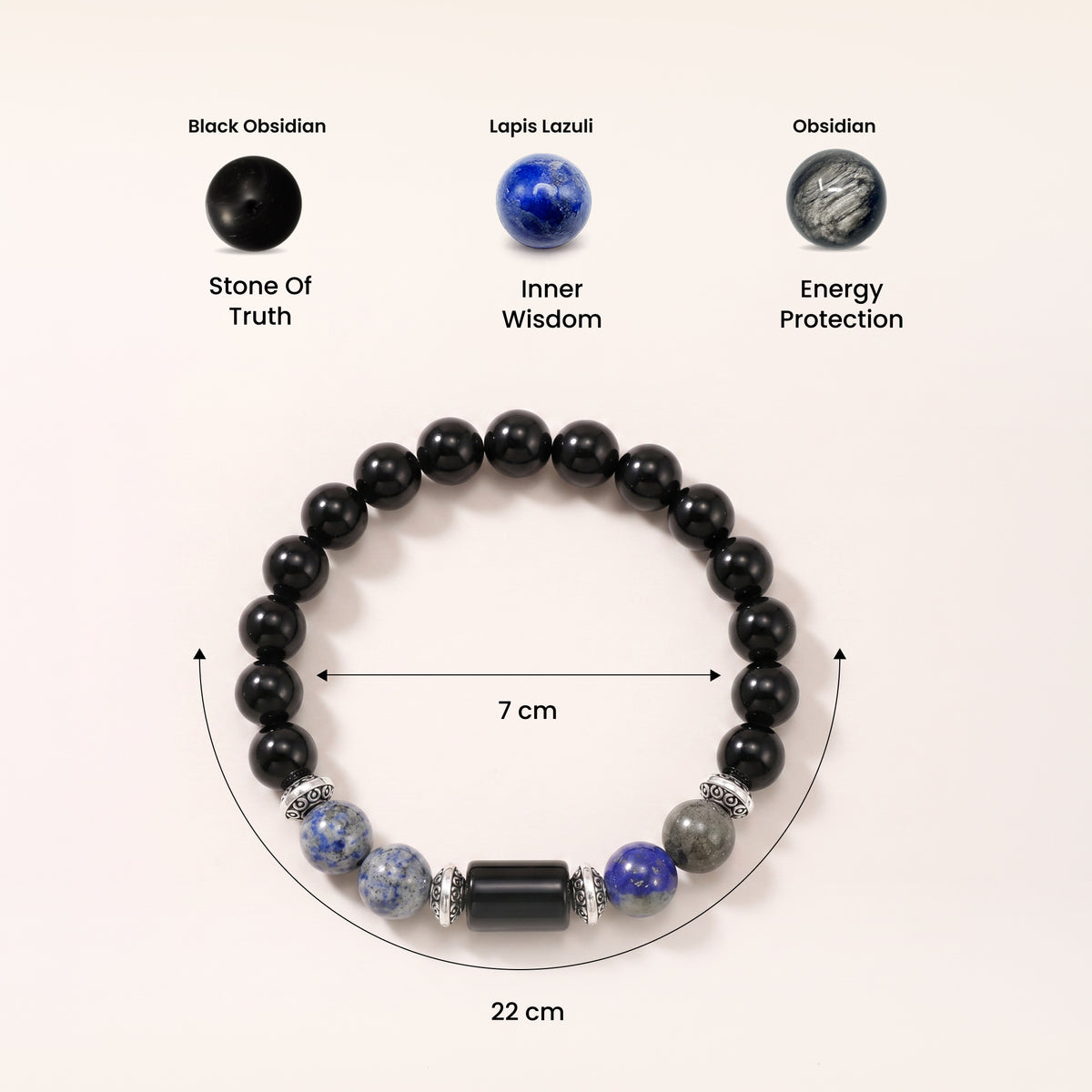 Sagittarius (धनु राशि) Zodiac Black Obsidian & Lapis Lazuli Bracelet