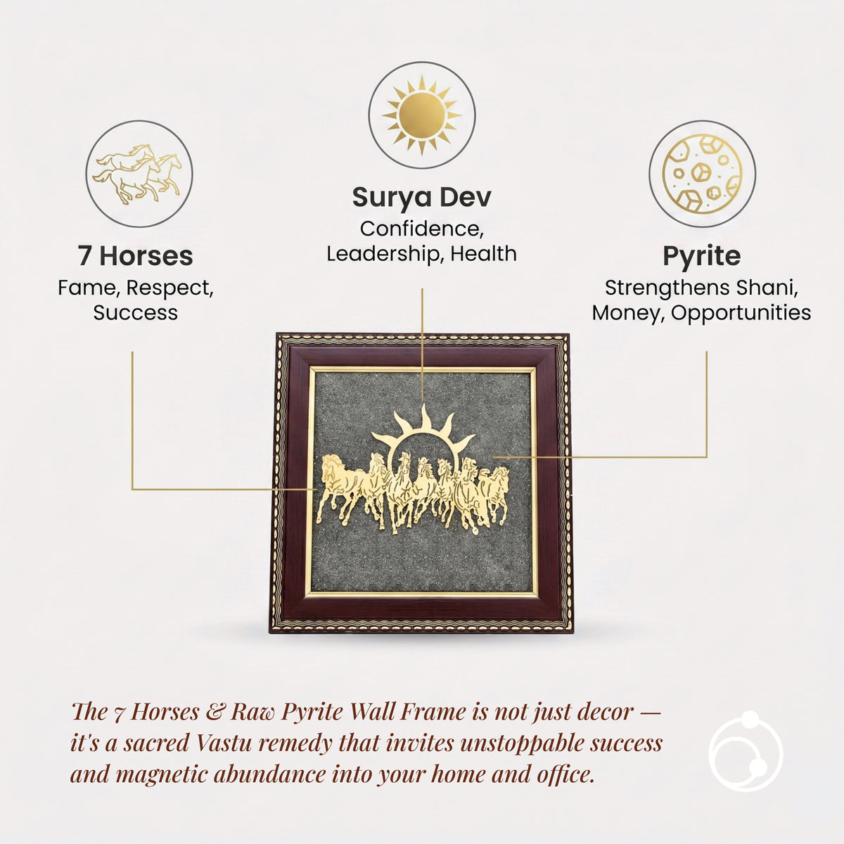 Vastu 7 Horses on Raw Pyrite Frame