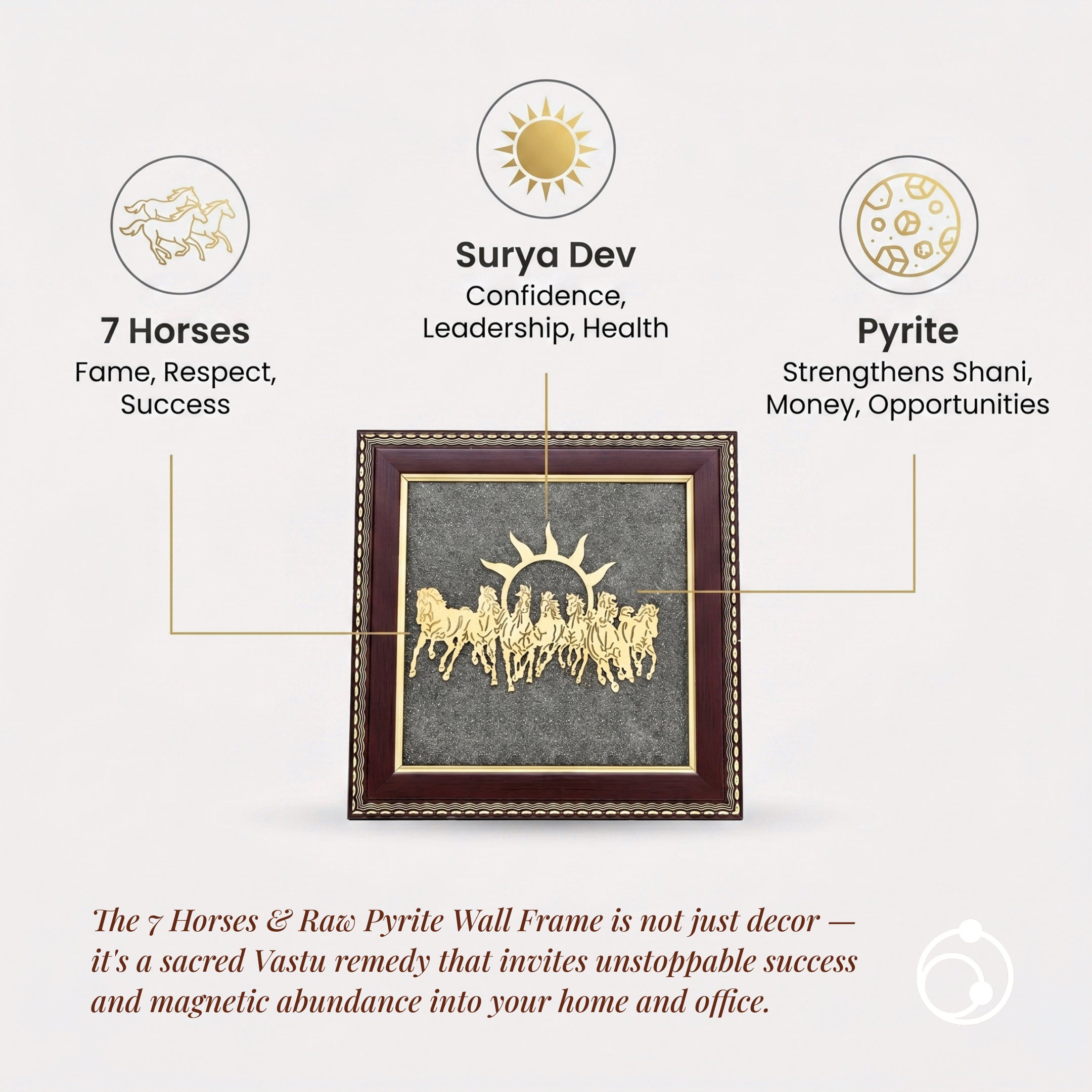 Vastu 7 Horses on Raw Pyrite Frame