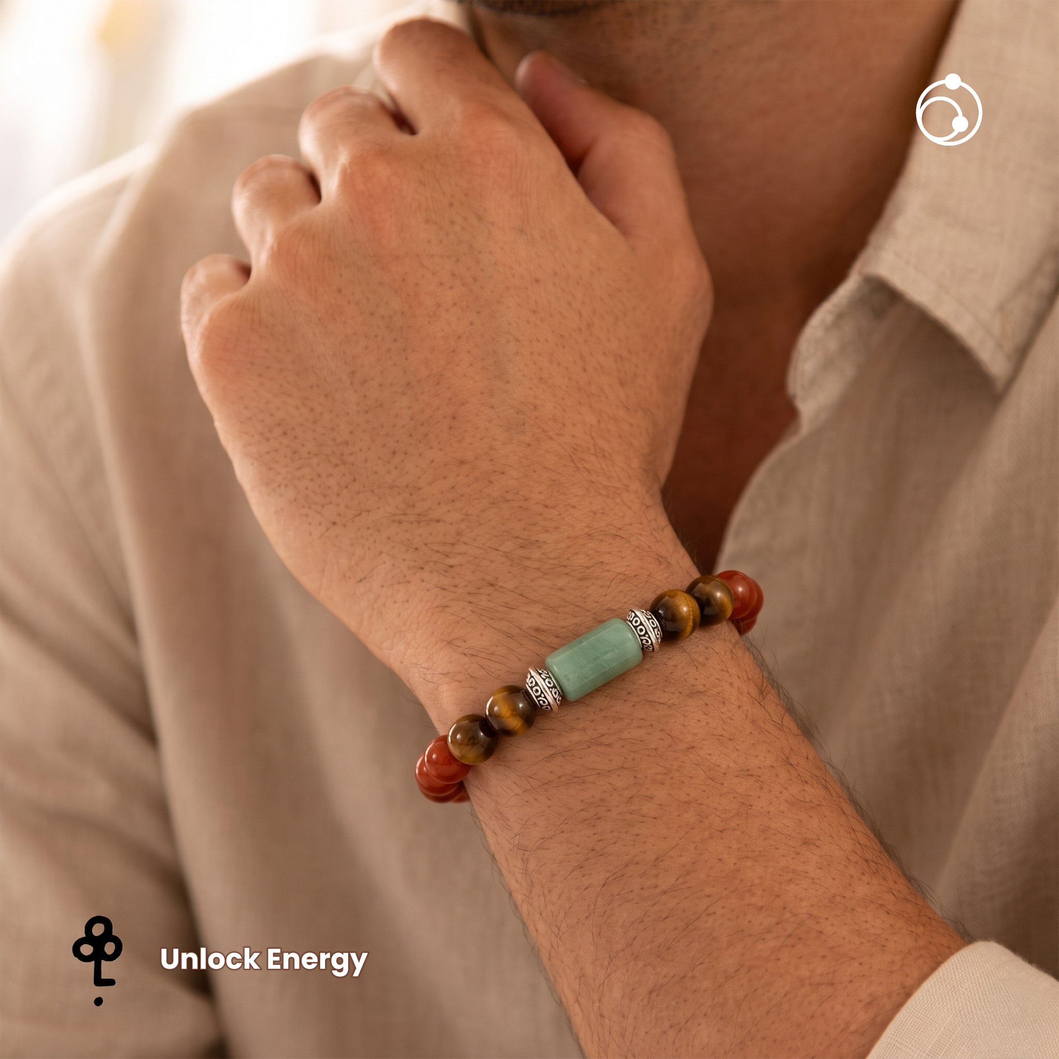 Aries (मेष राशि) Zodiac Red Jasper,Green Aventurine & Tiger Eye Bracelet