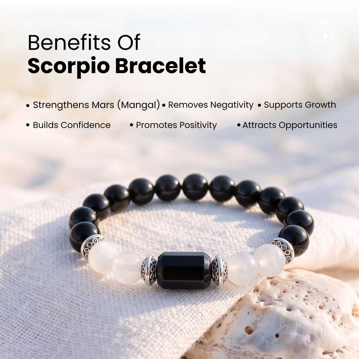 Scorpio (वृश्चिक राशि) Zodiac Black Obsidian & Milky Quartz Bracelet