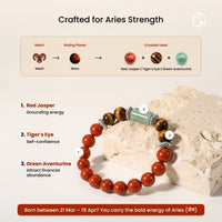 Aries (मेष राशि) Zodiac Red Jasper,Green Aventurine & Tiger Eye Bracelet