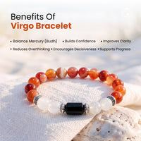 Virgo (कन्या राशि) Zodiac Carnelian,Black Obsidian & Milky Quartz Bracelet