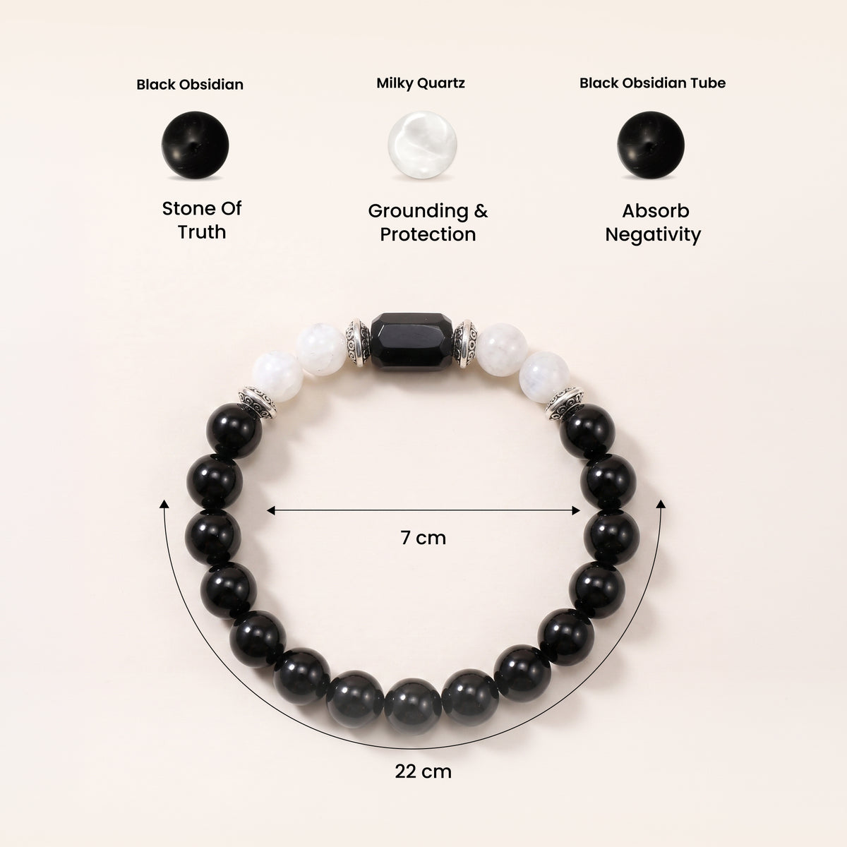 Scorpio (वृश्चिक राशि) Zodiac Black Obsidian & Milky Quartz Bracelet