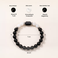 Scorpio (वृश्चिक राशि) Zodiac Black Obsidian & Milky Quartz Bracelet