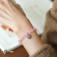 Rose Quartz Bracelet with Heart Charm