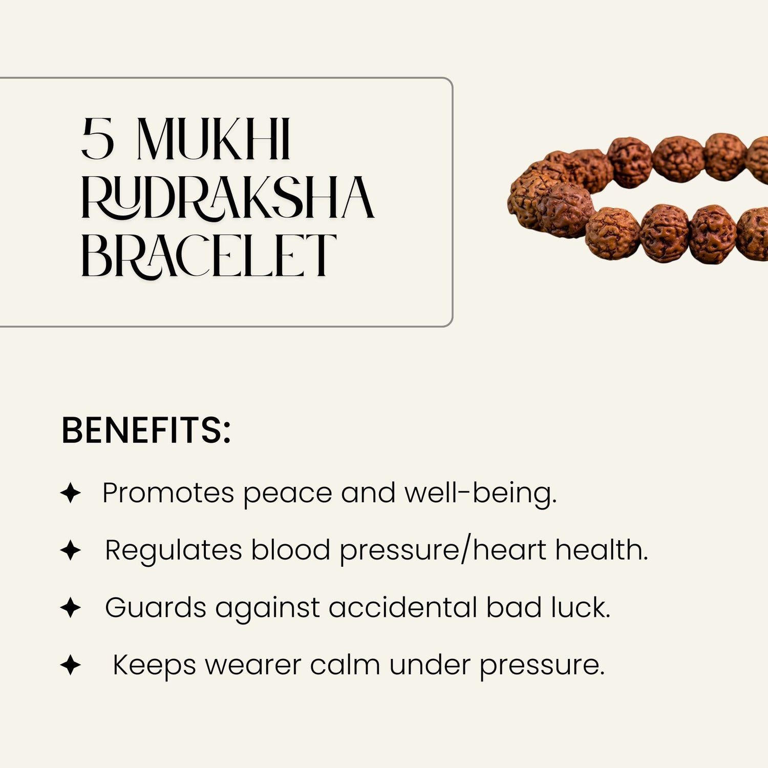5 Mukhi (Nepali) Rudraksha Bracelet Nepal