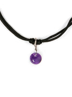 Black Thread  Anklet With Amethyst Gemstone Charm